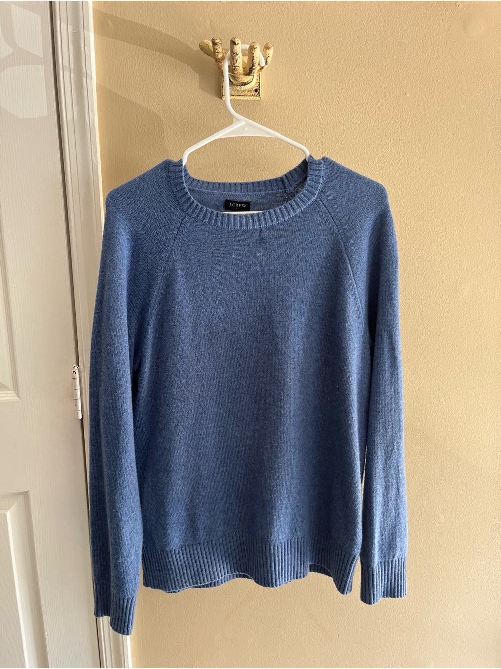 J. Crew Men's Heathered Pewter Blue Crewneck Sweater